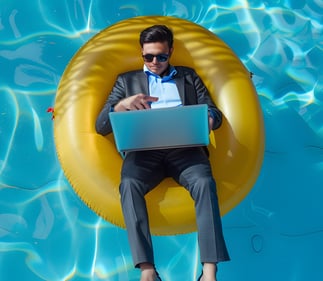 laptop in the pool